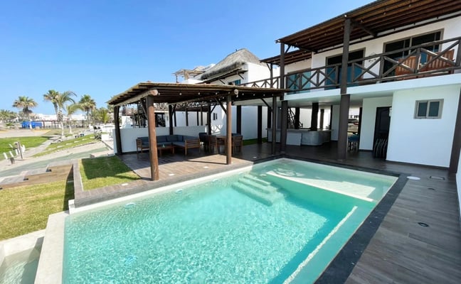 Beachfront villa with pool and marina view, Nuevo Altata, Sinaloa